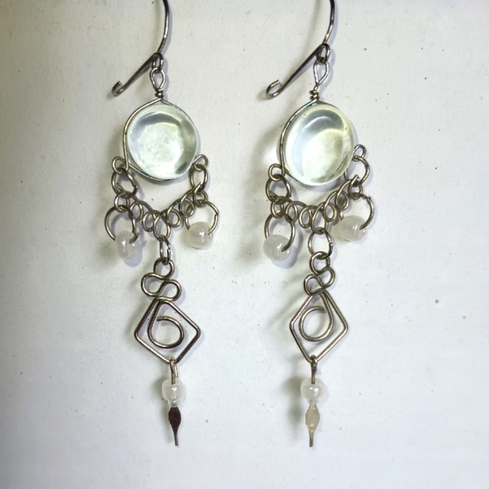 Handmade cute glass beads and wire earrings